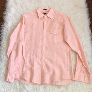 J.Crew Slim irush Linen Coral Shirt